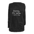 thumbnail image 4 of lcziwo Womens Sherpa Pullover Fuzzy Fleece Sweatshirts Oversized Letter Graphic Crewneck Tunic Sweatshirt Loose Comfy Loungewear Tops with Pockets Lightning Sales of The Day Black 3XL, 4 of 5