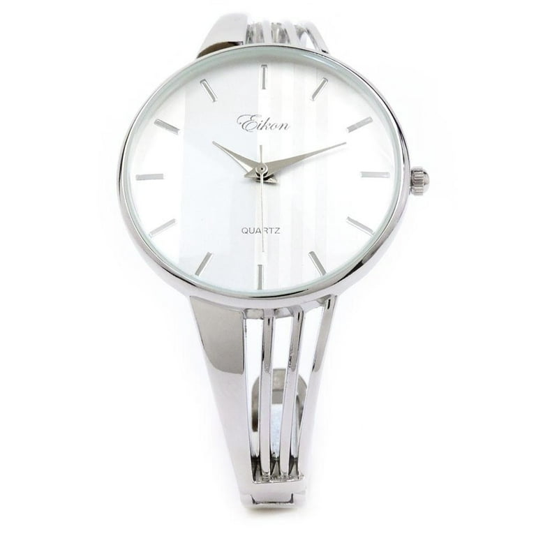 Silver String Style Band Luxury Women's Bangle Cuff Watch