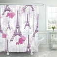 thumbnail image 1 of ABPHQTO Francia Morado Rosa Torre Eifel París y rosas Patrón de flores Cortina de ducha 150x180 cm, 1 of 1