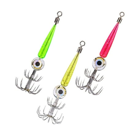 PASILI 3Pack Cuttlefish Soft Hook Squid Jig Hook Artificial Octopus Fishing Lure