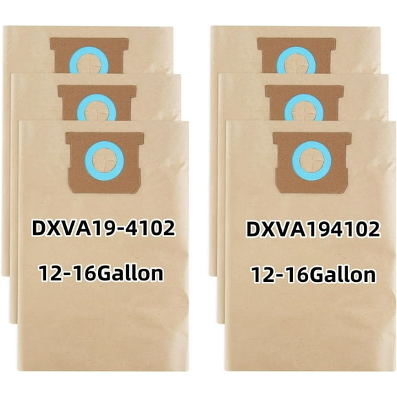 6 Pack DXVA19-4102 Shop Vac Bags Compatible With Dewalt Dxva19-4102 Dust Bag Vacmaster Bags Ghislaine 12-16 Gallon Wet/Dry Vacuum DXV12P DXV14P DXV16P DXV16PA DXV16S