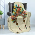 thumbnail image 4 of Ethnic Soft Flannel Fleece Throw Blanket, Retro Headband in Design Colorful Feathers Arrows and Geometrical Motifs, Cozy Plush for Indoor and Outdoor Use, 50" x 60", Multicolor, by Ambesonne, 4 of 5