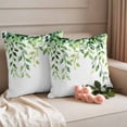 thumbnail image 2 of Eucalyptus Leaf Outdoor Waterproof Pillow Covers, Spring Green Botanical Leaves Aesthetic Decorative Square Throw Pillowcase Sofa Cushion Sham for Patio/Couch/Chair, 24"x24" 2 Pack, 2 of 8