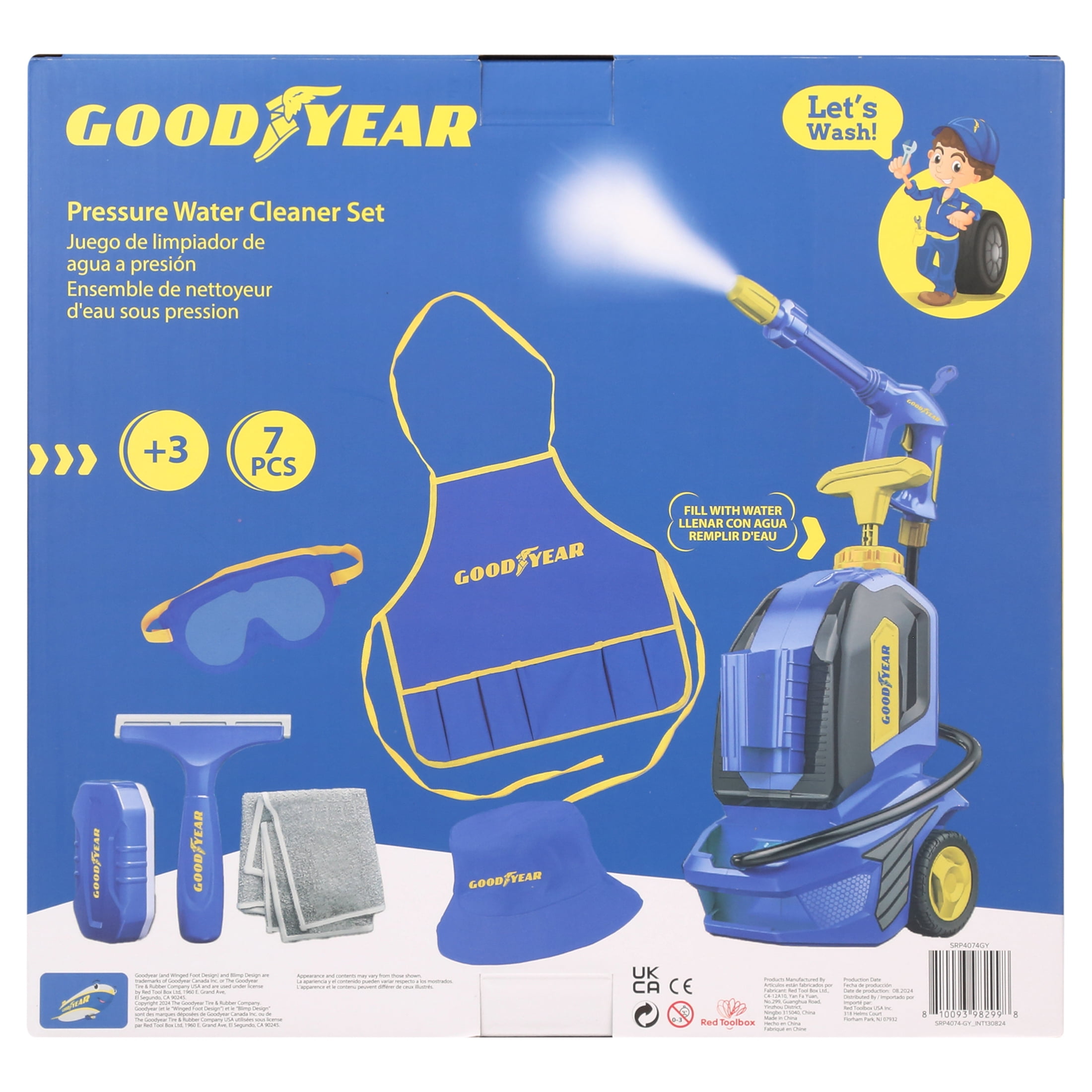 Goodyear Role Play Water Pressure Car Cleaner Set, Blue, Toddler Toys