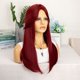 thumbnail image 3 of Nueva Peluca para Mujer de Fibra Química a la Moda, Figura de Flequillo Rojo Vino, Cabello Largo y Liso, 3 of 10