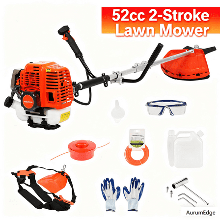 AurumEdge 2 in 1 Gas Weed Eater, 52CC 2-Cycle Powered Grass String Trimmer, Hedge Trimmer, Cordless Brush Cutter, Powerful Pole Saw for Tree Trimming