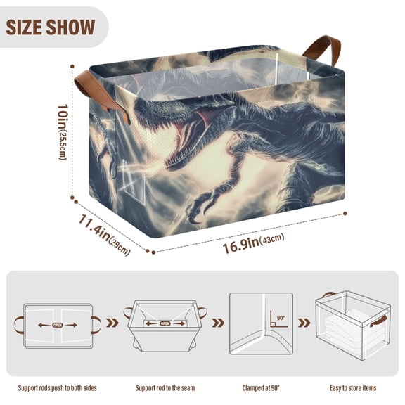 BZSMCE Collapsible Fabric Cube Storage Bins Dinosaur Printing Design Pattern Storage Box
