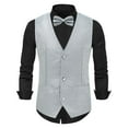 thumbnail image 2 of Dovford Mens Sequins Vest Formal/Leisure V-neck Shiny Waistcoat Bowtie Set Prom Party Tuxedo, 2 of 4