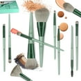 thumbnail image 3 of DUAIU Set de 15 Pinceles de Maquillaje - Brochas Kabuki y Ojos Sintéticas Premium para Base, Rubor y Labios - Asa Cónica Verde con Bolsa de Felpa, 3 of 7