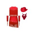 thumbnail image 5 of Aiihoo Kids Cowboy Cowgirl Girls Jazz Latin Dance Outfit Sleeveless Sequin Rhinestone Tassel Tops with Fringed Skirt Gloves Hat Red 12, 5 of 5