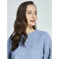 thumbnail image 6 of SSLR Womens Sweaters Oversized Crewneck Cropped Sweaters Long Lantern Sleeve Knitted Pullover Sweaters, 6 of 7