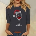 thumbnail image 2 of RKSTN Sweat-Shirt pour Femmes Mode Imprimé Décontracté Col Rond Pull Manches 3/4 Haut Chandail en Molleton de Noël, 2 of 4