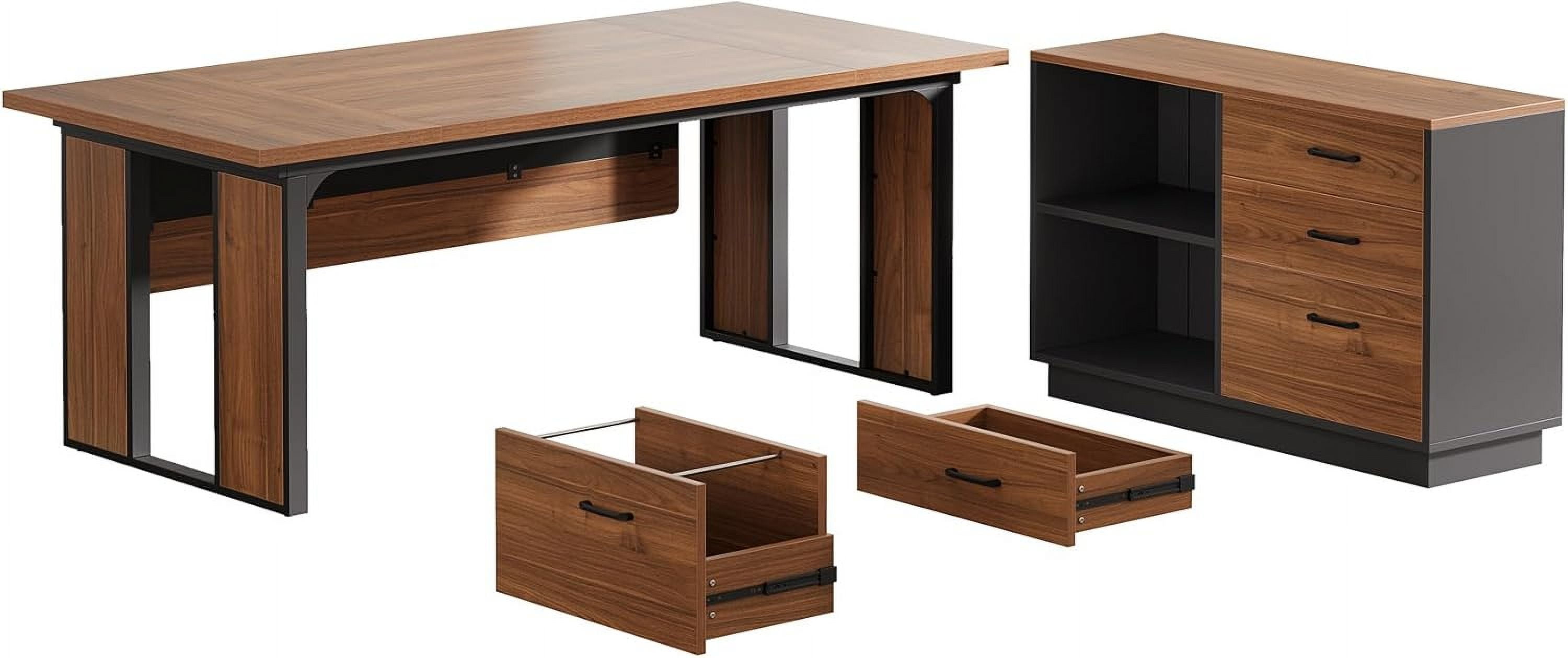 Tribesigns 63-Inch Executive Desk, L-Shaped Office Table with 47-Inch File Cabinet