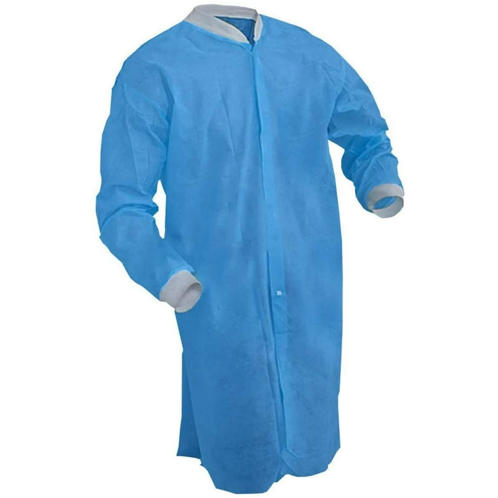 Disposable Lab Coats. Pack of 100 Blue Adult Frocks Medium. SMS