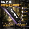 thumbnail image 2 of SUNTIBYE K10 Electric Bike 1000W, 48V 15Ah, 20" Fat Tire Ebike, 28MPH, E-Mountain Bike UL2849,Purple, 2 of 10