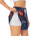 thumbnail image 3 of Lsque Tropical Flower Printed Women's Running Shorts with Liner Pockets,Elastic Quick Dry Workout Athletic Gym Yoga Shorts,Womens High Waist Shorts-Large, 3 of 9