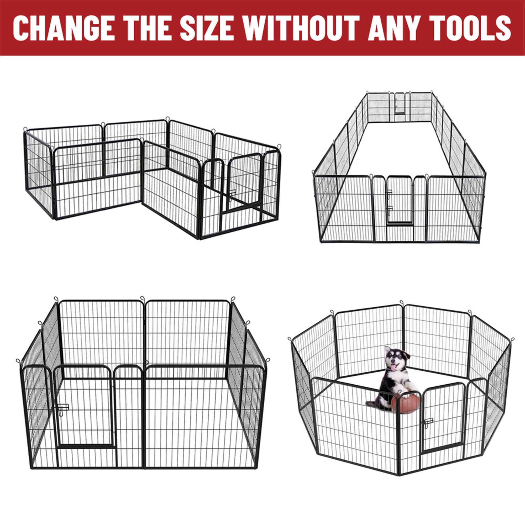 Pefilos 31" Outdoor Dog Playpen, 8 Panels Dog Pen Dog Fence Exercise with Doors for Medium/Small Dogs, Pet Puppy Playpen, Black M Pefilos 31" Outdoor Dog Playpen, 8 Panels Dog Pen Dog Fence Exercise with Doors for Medium/Small Dogs, Pet Puppy Playpen, Black M