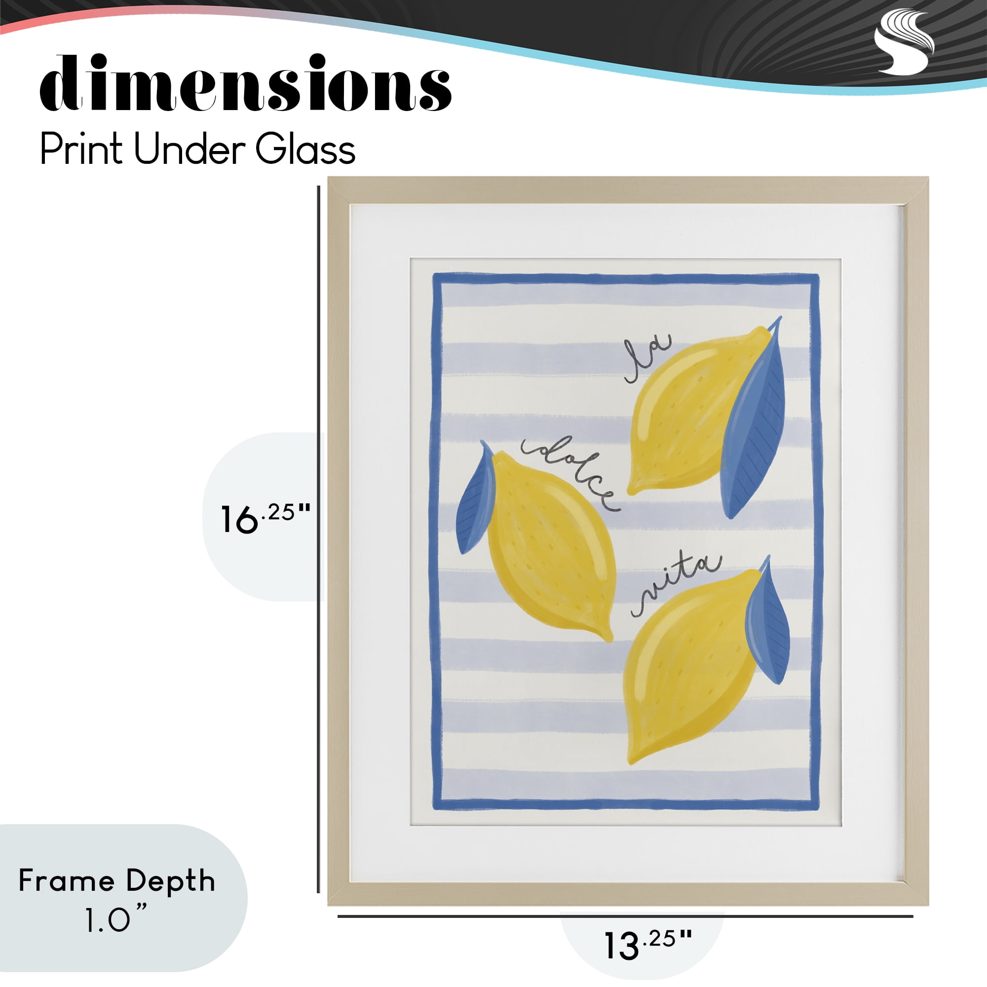 Stupell Industries Dolce Vita Lemons & Stripes Birch Framed Print Under Glass, design by Jalynn Heerdt