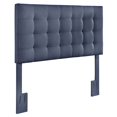 thumbnail image 1 of Mid-Century Modern Grid Tufted King or Cal King Headboard in Denim Blue Fabric, 1 of 8