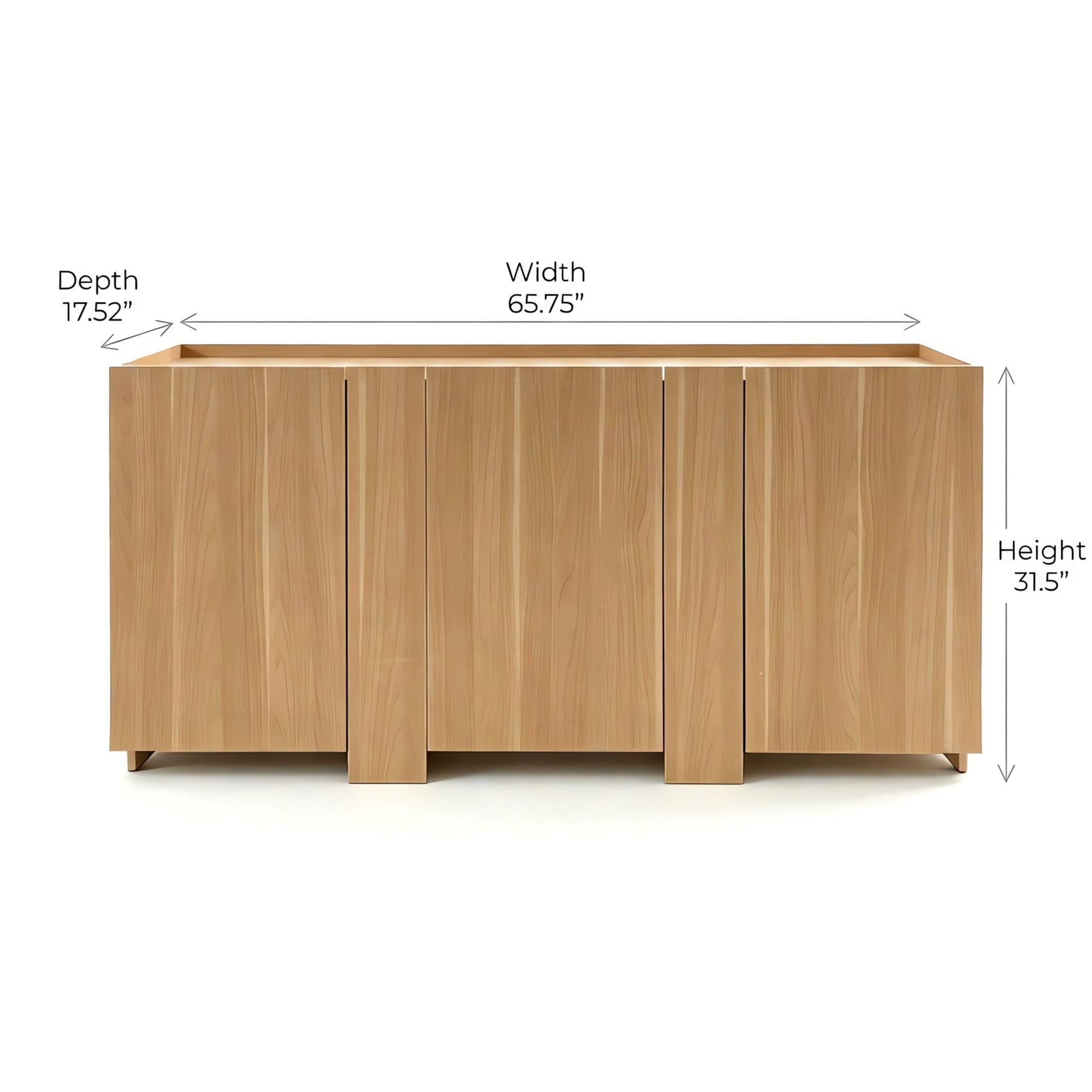 Christopher Knight Home 65.75" Modern Sideboard Cabinet with 3 Doors, Hidden Storage, Light Oak