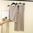 thumbnail image 2 of XuJwPNcy Womens Pajama Sets Sleeveless Scoop Neck Tank Lounge Set Solid Color Pj Loungewear Soft Sleepwear with Wide Leg Pants, 2 of 3