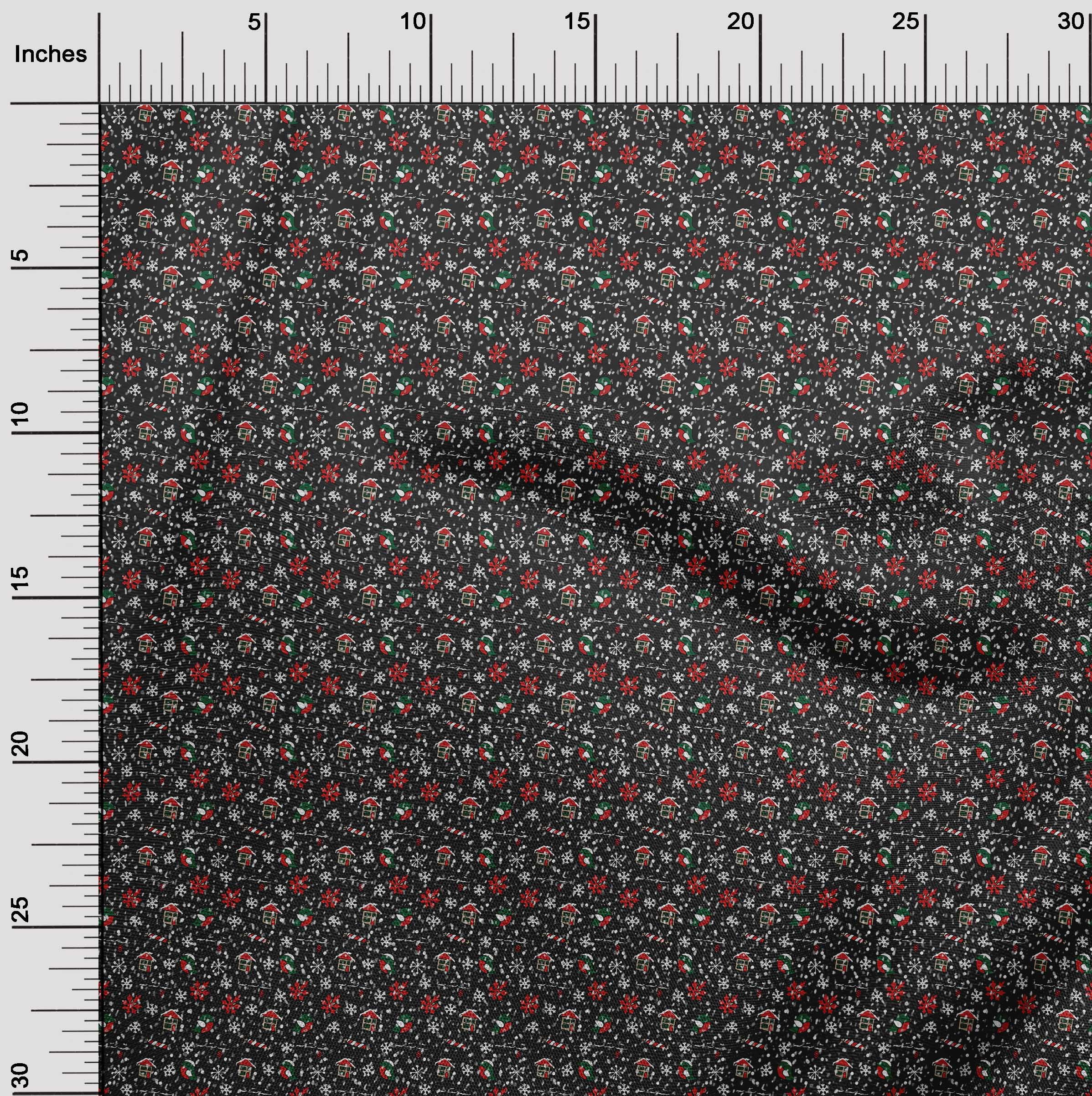 oneOone Cotton Cambric Black Fabric Christmas Dresses Material Fabric Print Fabric By The Yards 56 Inch Wide