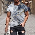 thumbnail image 1 of Qertyioot Hommes Imprimer Manches Courtes Col Rond T-shirt Casual Mode Manches Courtes Été Clair, 1 of 5