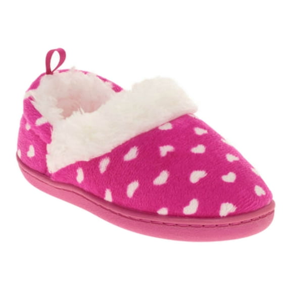 Toddler Girls Pink Heart Print Polka Dot Aline Loafer Style Slippers House Shoes