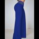 thumbnail image 5 of Pantalones Acampanados con Cinturón para Mujer, Estilo Informal, de Cintura Alta y Pierna . Azul XXXL, 5 of 7
