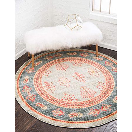 Fars Collection Area Rug Unique Loom Fars Collection Modern Medallion Tribal Design with Natural ...