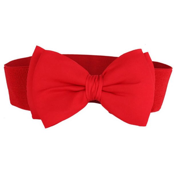 Minnieouse Cinturón de pajarita portátil para mujer, cinturón elástico a la moda para fiestas y banquetes, banda de cintura ajustable de cuero PU de Cinturones Rojo Minnieouse PS9259-01