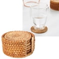 thumbnail image 1 of Mantel individual de ratán para tazas, posavasos de ratán de 6 uds, juego de posavasos de taza de té de ratán, posavasos tejidos de ratán, características de vanguardia, 1 of 8
