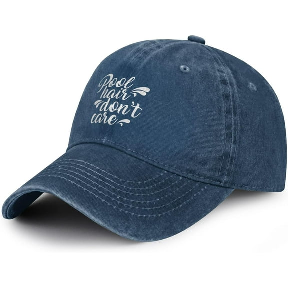 Women's Pool Hair Don't Care Hat for Men Women, Adjustable Vintage Distressed Washed Baseball Cap for Dad Mom
