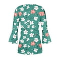thumbnail image 6 of Womens 3/4 Sleeve Tops Print Casual Fashion T Shirt Button V Neck Blouse Tunic Tops, 6 of 7