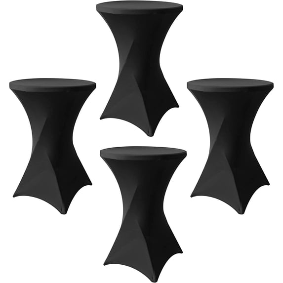 (Set of 4)Cocktail Spandex Stretch Tablecloth 28"x43" Square Corners Table Cover for Bar Wedding Party Banquet, Black