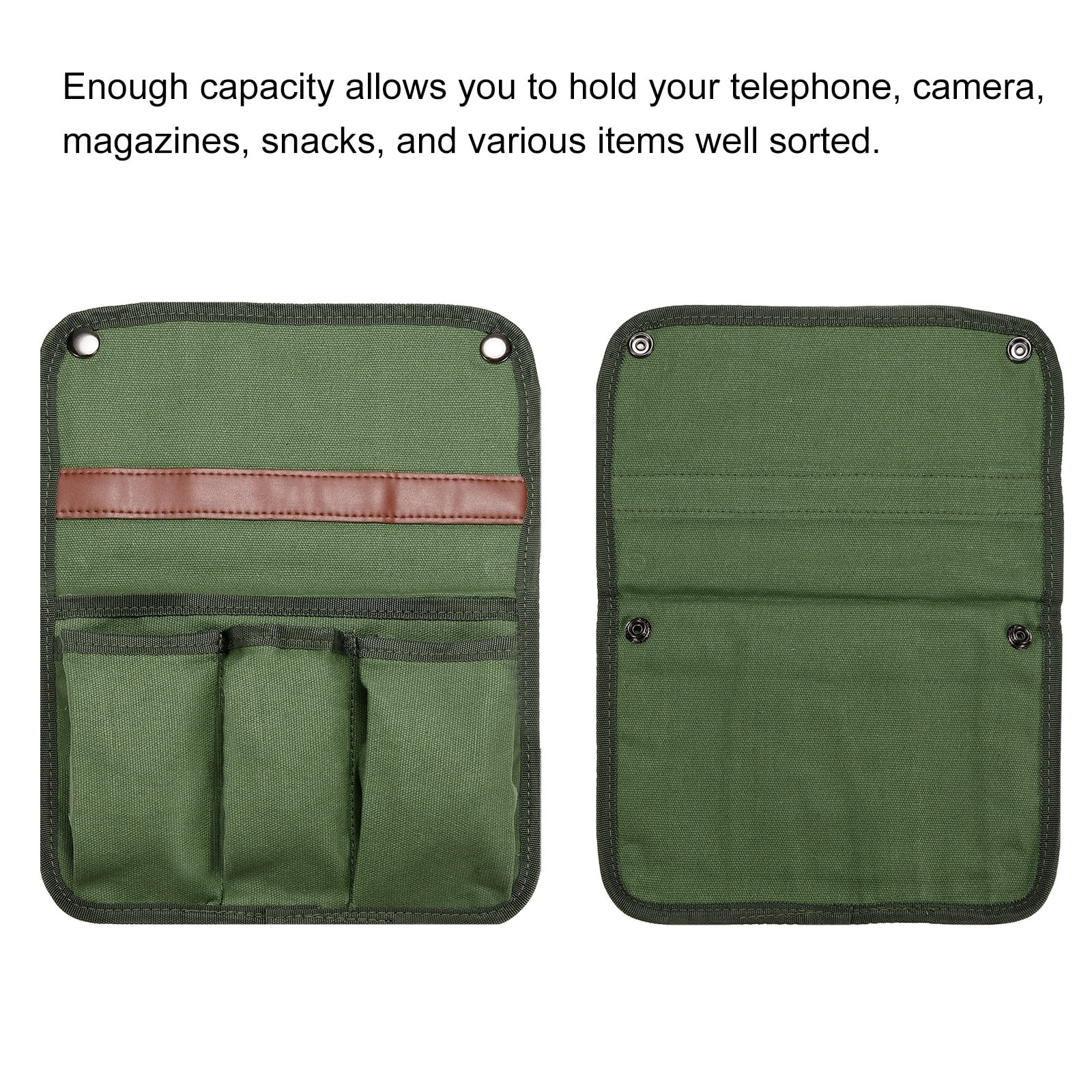 Unique Bargains Chair Armrest Organizer Outdoor Folding Chair Arm Rest Side Magazines Bag Green