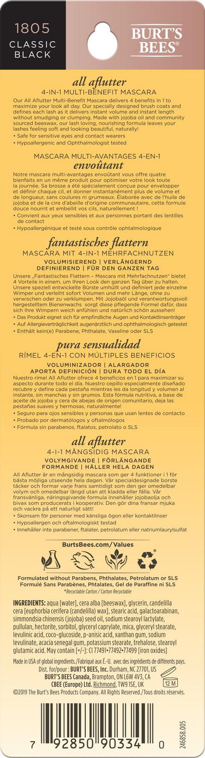 Burt's Bees 100% Natural Origin All Aflutter Multi-Benefit Mascara, Classic Black
