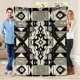 thumbnail image 4 of Gypsy Geometric Print Flannel Blanket - Ultra-Soft & Lightweight, Cozy All Seasons Throw for Naps, Lounging, Travel - Black Beige Gray Bohemian Style, 4 of 6