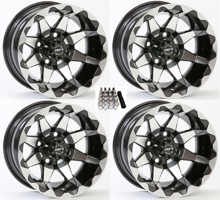 STI 12" HD6 Gloss Black Golf Cart Wheels/Rims Yamaha