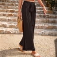 thumbnail image 6 of Boho Tiered Palazzo Pants for Women, High Rise Belted Wide Leg Trousers, Casual Spliced Loose Slacks, Summer Flowy Bottoms, 6 of 8