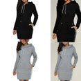 thumbnail image 2 of Yokua Women Hoodie Dress Long Sleeve Side Zip Neckline Slim Sweatshirt with Pockets, 2 of 20