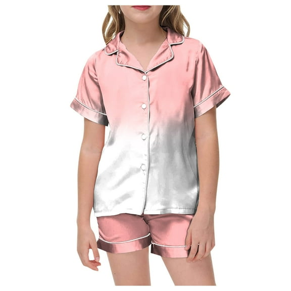 Gubotare Summer Pajamas Toddler Girl Children Sleepwears Girls Spring Summer Cartoon Print Short Sleeve Sleepwear Outfits Pajamas Clothes (F,Size 2-3 Years)