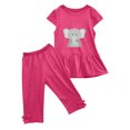 thumbnail image 2 of Chemises pour Filles, Ensemble Deux Pièces Été Col Rond Petit Imprimé Manches Courtes Manches Volantes Taille Élastique Pantalon Court, 2 of 5