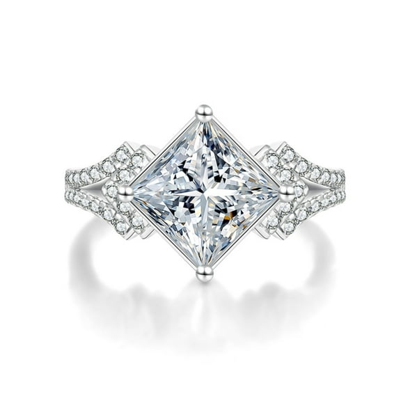 3 Carat Women Moissanite Ring D Color VVS1 Clarity Princess Cut Engagement Ring 925 Sterling Silver Diamond Ring Size 5-10