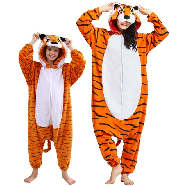Disfraz de animal Onesie DarkCom Tiger para cosplay para niños de 10 a 11 años