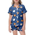 thumbnail image 5 of Weebloom Halloween Summer Pajamas For Girls Cute Pumpkin Outfits 2 Piece Set Short Sleeve Button Up Shirt Shorts Casual Clothes Tween Sleepwear Nightwear Pjs Loungewear 12-13 Years, 5 of 5