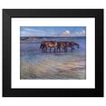 thumbnail image 2 of Nils Kreuger 24x20 Black Modern Framed Museum Art Print Titled - Horses Cooling Themselves in Water (1902), 2 of 5