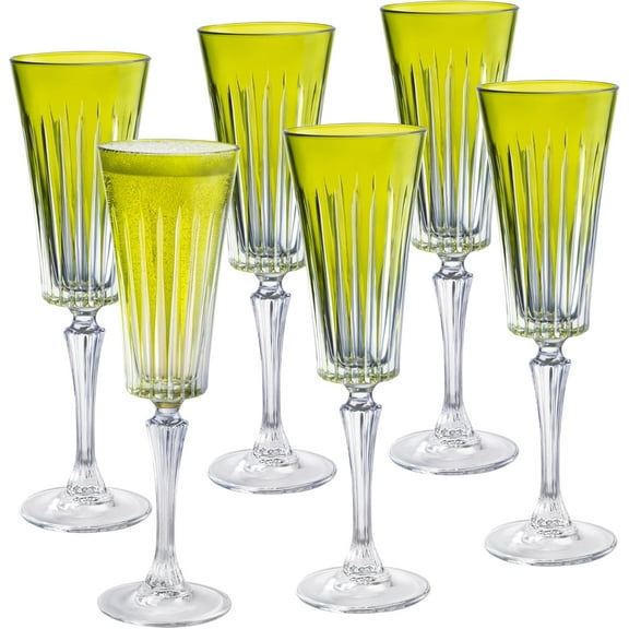 Barski Colored Champagne Flute Glasses Cobalt (Blue) Toasting Champagne Flute Glass - Wedding or Anniversary Flutes - Set of 6 - Gift Ready Colored Glasses - Blue - 7 oz Made in Europe