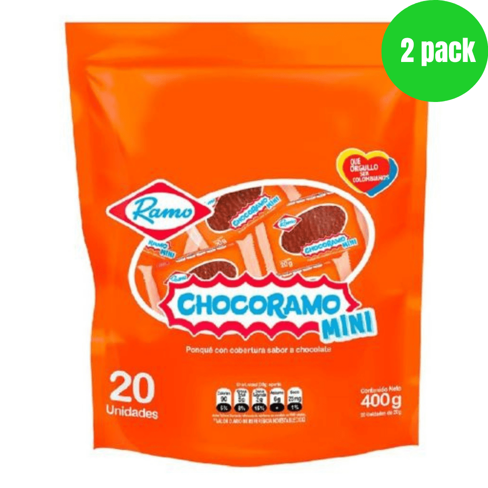 Chocoramo Mini (Pck of 2 - 20 count per pck) a mini snack cake Cover with Chocolate colombian food mekato colombiano Chocorramo comida colombiana colombian snack