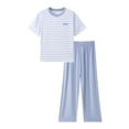 thumbnail image 2 of Cethrio Boys' Pajama Sets Short Sleeve, Knitted 2 Piece Summer Casual Boys' Sleepwear Blue Size 8, 2 of 5